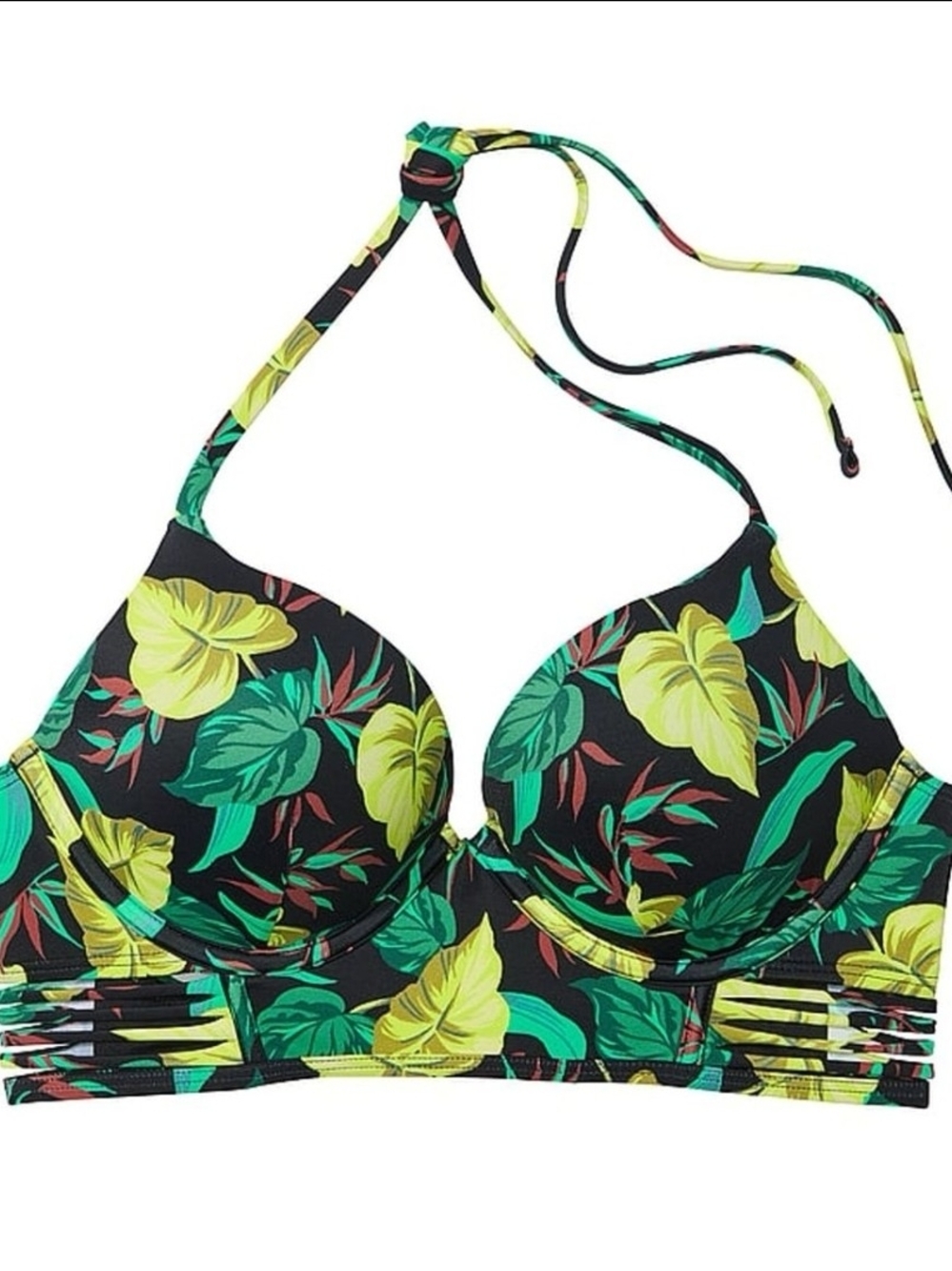 Victoria's Secret Black Teal and Yellow Floral Bra